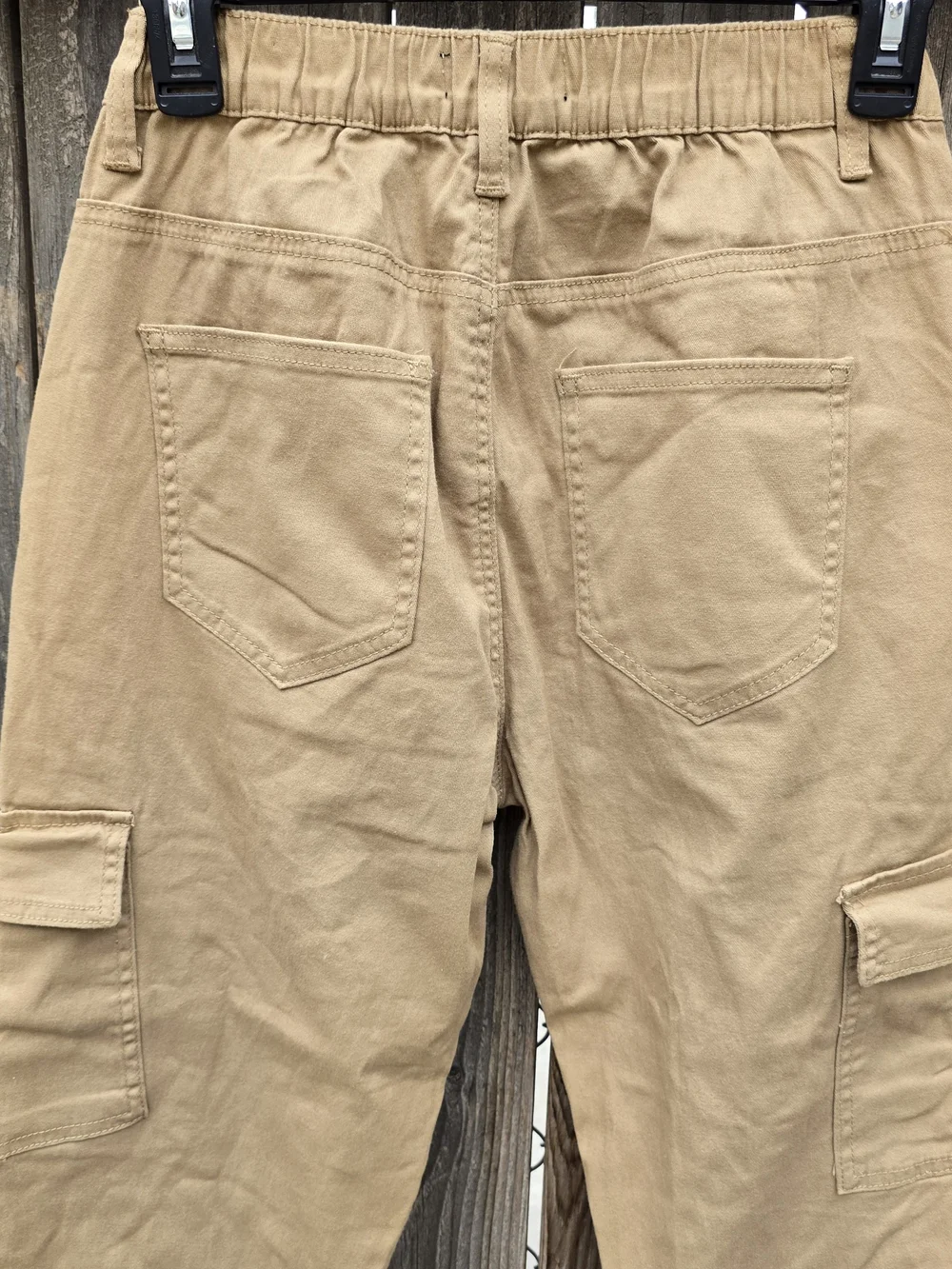 Women's Cotton Khaki Hiking Cargo Jogger Pants Elastic Waist Size M - Picture 4 of 8